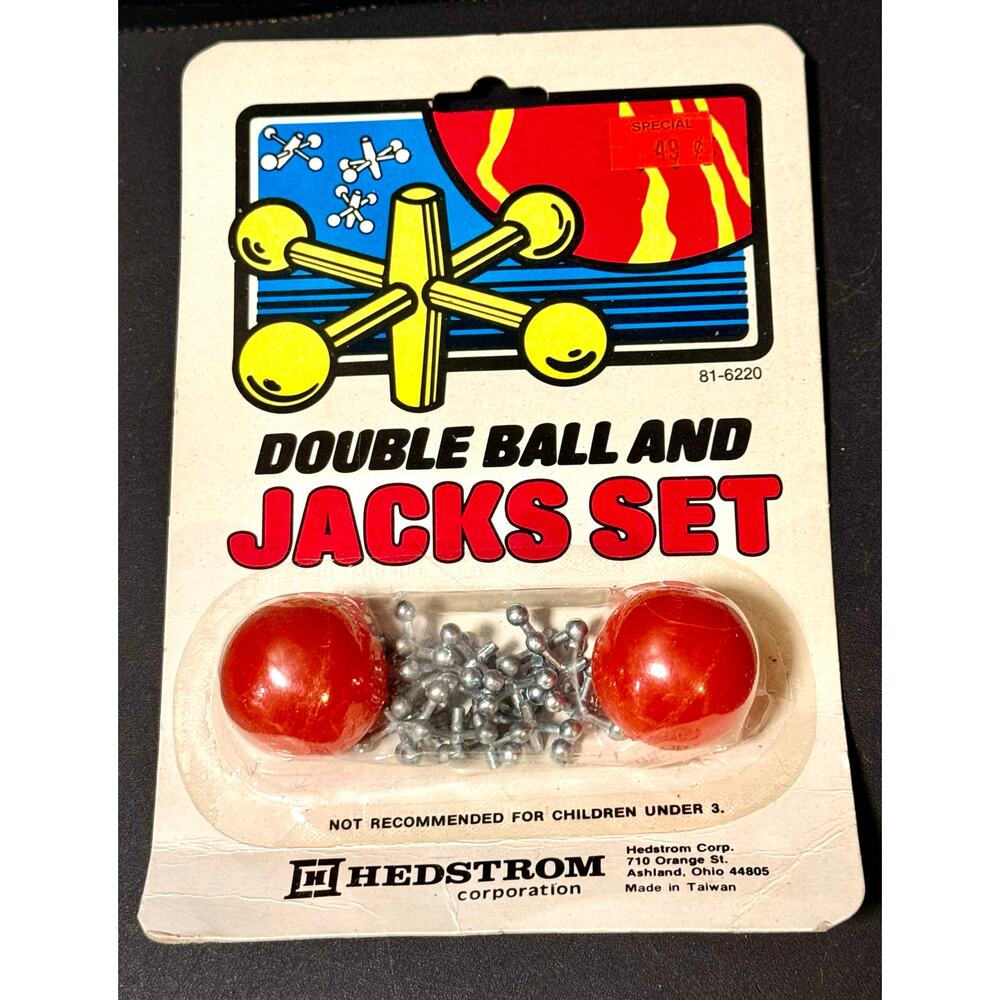 vintage Hedstrom Double Ball and Jacks Set toy still in its original packaging